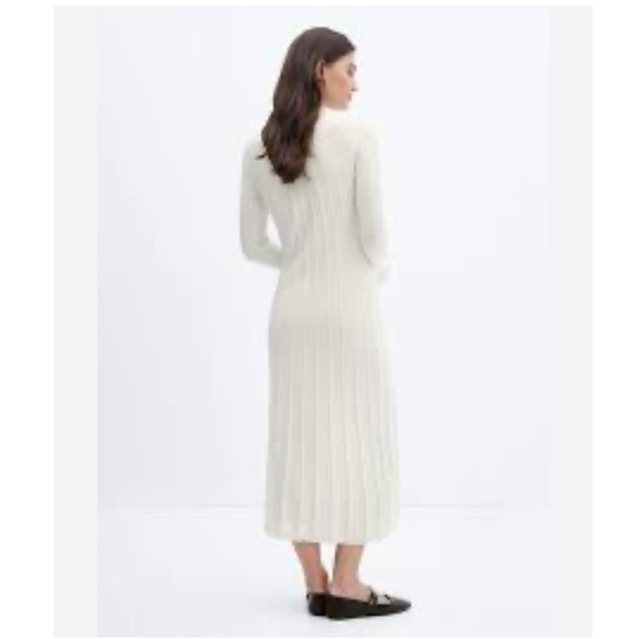 NWT Mango Flurry Ribbed Knitted Sweater Dress size Small White/Ivory - Picture 3 of 4